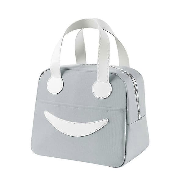 Bærbar Lunsjbag Isolert Matboks Bag Student Lunsjbag Rommer Store Beholdere Gray