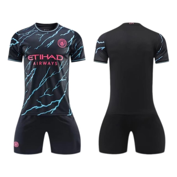 Manchester City bortaställ 2023-24 nr 9 Haaland 17 De Bruyne barn vuxen kostym - fotbollströja - nr 17 med strumpor 24(130-140cm)