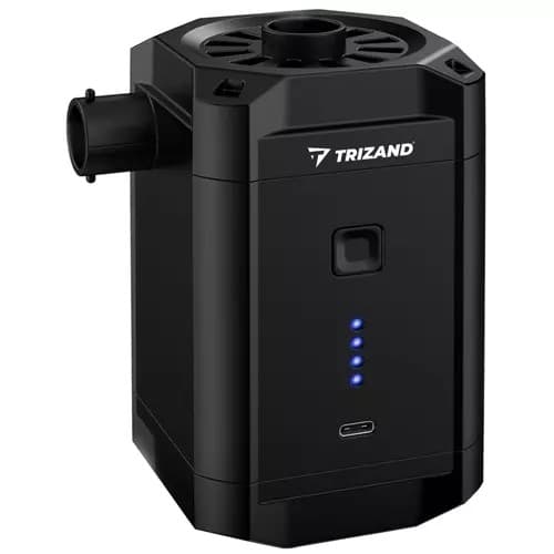 Trådløs luftmadraspumpe, sort, 5000mAh batteri, USB-C, kompakt, til camping, oppustelige senge