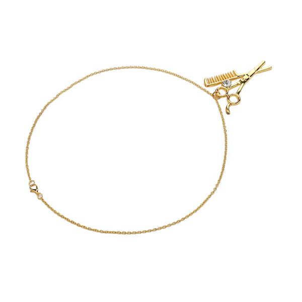 Sax och kamhänge Halsband Legering Sax Kam Prydnader Utsökt Frisör Stylist Hänge Guld