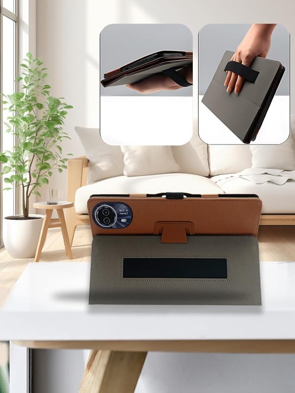Etui til Teclast T70/Callsky-Tab Ctab 14 14\" Tablet, PU Læder, Foldbart Stativ, Blyantholder, Brun