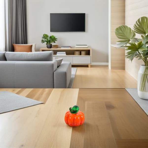 Håndblæst græskarfigur i glas, orange, 4,5\" diameter, Halloween høstdekoration