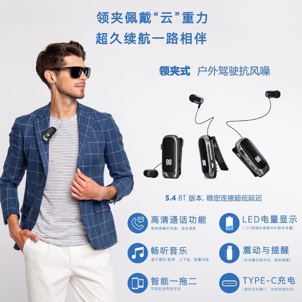 K88 Enkel öronklämma brusreducering Lång batteritid Bluetooth-headset-Dugt White Silver
