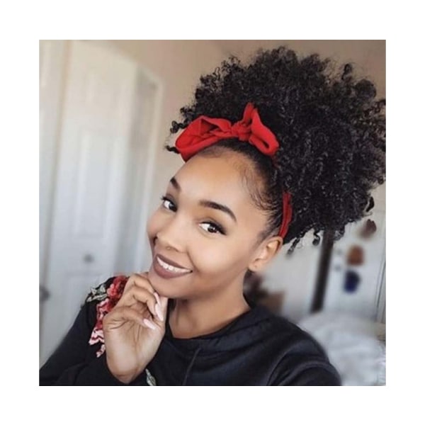 Afro-naisten joustava nutturaperuukki, lämmönkestävä, lyhyt, kihara, aaltoileva scrunchie-hiuslisäke - 4#