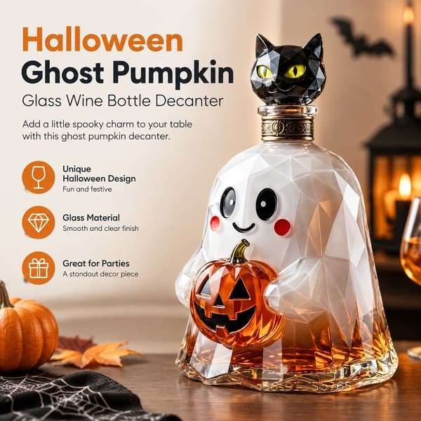 Halloween Spöke Pumpa Vinflaska, Glasdekanter, Festpresentdekoration