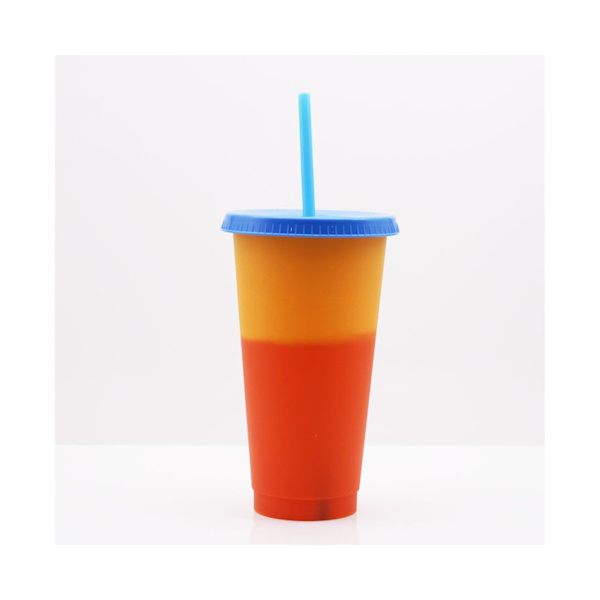 720ml vattenflaska tjockna med lock Plast Stark konstruktion Missfärgning Drickskopp Hushållsartiklar-Orange