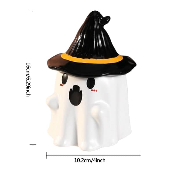 Keramisk Spökkaffemugg, Vit, Halloweenmugg, 16x10.6x10.2cm
