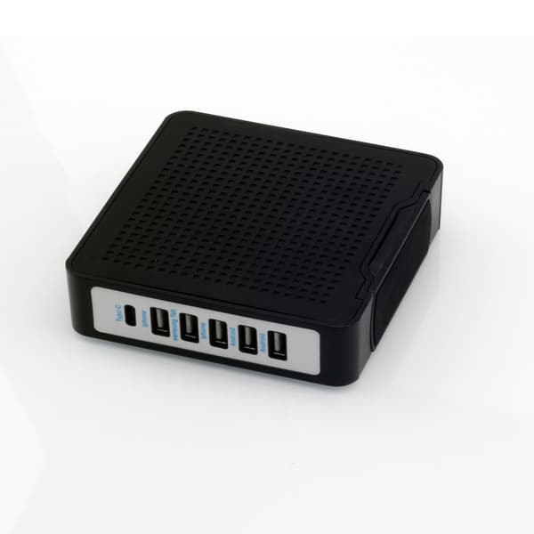 Typ-C 6-portars USB-laddningsadapter, EU-kontakt för telefoner och surfplattor White EU Plug