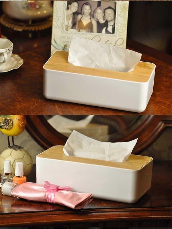 Kosmetisk tissueboks af træ 25x13x8,7cm tissue dispenser praktisk tissueboks rektangulær tissueboks til standard