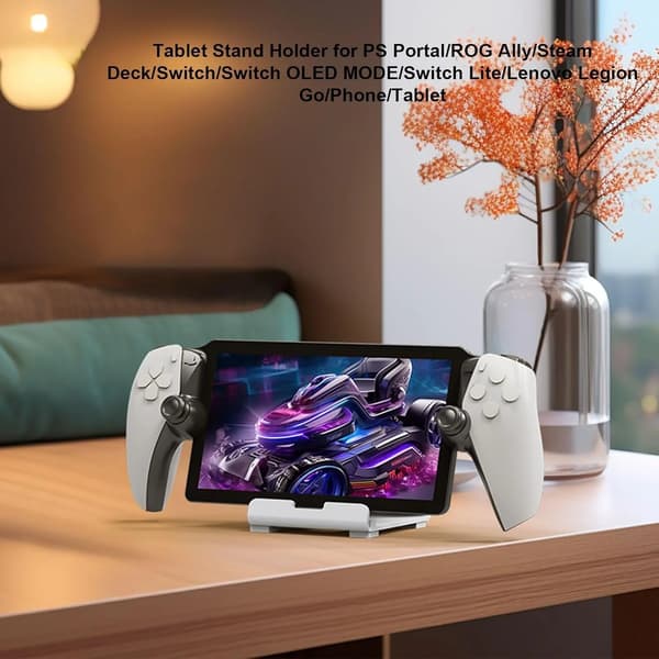 Hvit Multifunksjonell Nettbrettstativ og Spillkonsollholder for PS Portal, Steam Deck, ROG, Switch – Slitesterkt Jern med Antiskli-puter