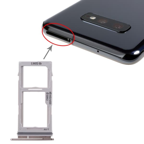 SIM- och Micro SD-kortfack kompatibelt med Samsung Galaxy S10+ / S10 / S10e-Dugt Black