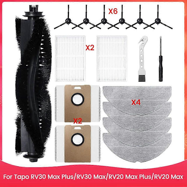 Tillbehörssats för Tapo RV30 Max Plus/RV30 Max/RV20 Max Plus/RV20 Max Robotdammsugare Ersättningsdelar As Shown