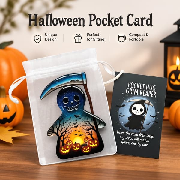 Halloween-fickkort, akryl-minnessak för studenter, tonåringar och anställda, 8 cm E