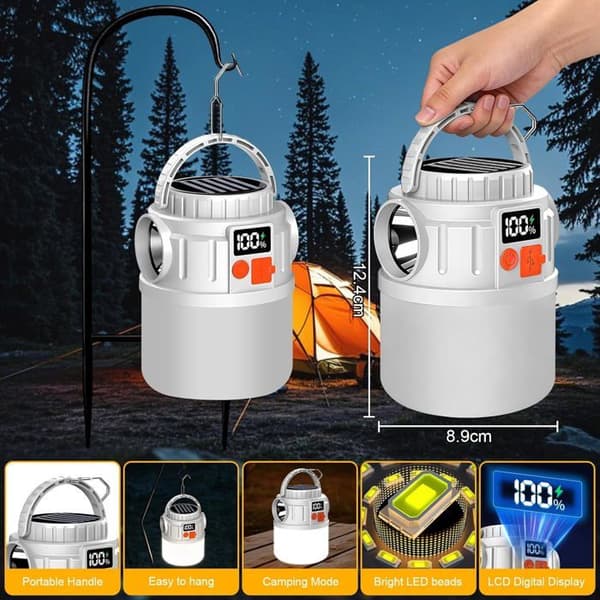 Bærbar IP54 vandtæt solcelle-campinglampe til camping og vandreture, energiklasse A