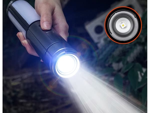 LED Campinglanterne, Teleskopisk, 3000mAh, USB-C Genopladelig, 3 Lystilstande, 25-52cm