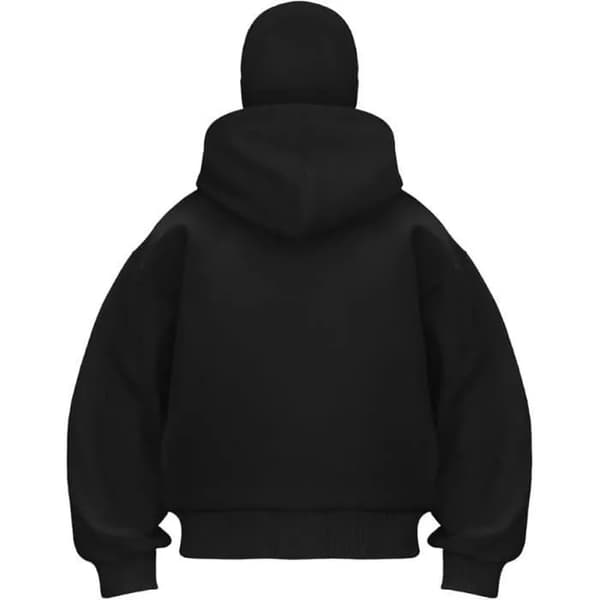 Zip-up hettegenser for menn, svart, lange ermer, hettekrage, for utendørsbruk