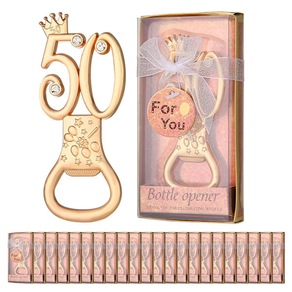 24/36 st Roséguld Tema 40:e 50:e 60:e 70:e Födelsedagen Flasköppnare Gynnas för Gyllene Bröllopsfest Gåvor Födelsedagsfest Souvenirer Festdekoration Number 50 24pcs