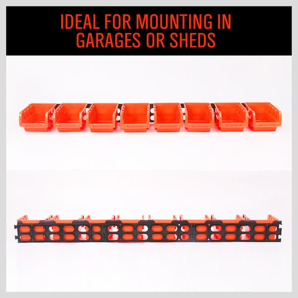 97902 8-delt stabelbart opbevaringsbokssæt til smådele, rød Red 8 Piece Tool Kit
