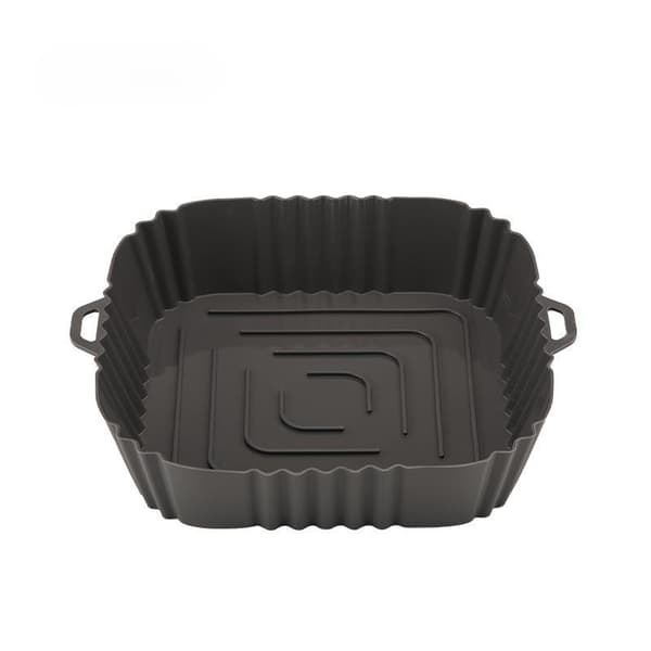 Silikon Air Fryer-foder, 16 cm, grå, non-stick, återanvändbar, diskmaskinssäker
