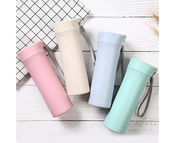 400-500ml Plast Bärbar Resecamping Läcksäker vattenflaska Drickskopp-rosa