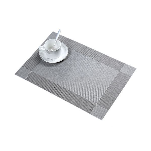 Rektangel PVC Värmebeständig Halkfri bordstablett Bordsmatta Kopp Tallrik Pad Dekor-Silvergrå unikt värde