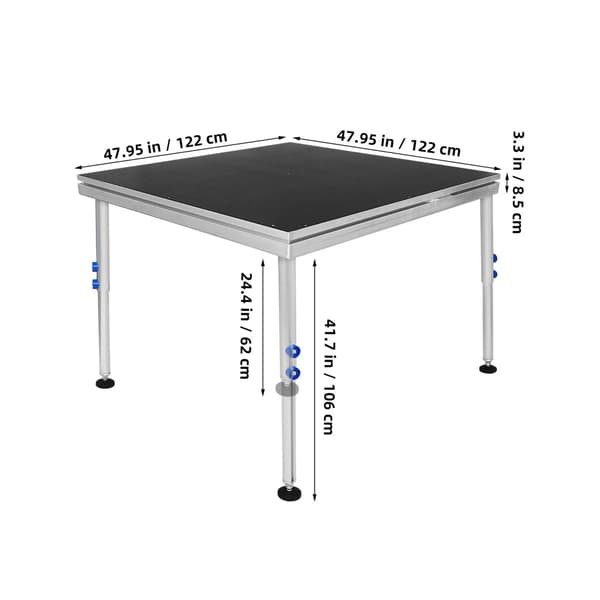 Bærbar foldbar sceneplatform, sort, aluminiumslegeringsramme, justerbar højde til arrangementer