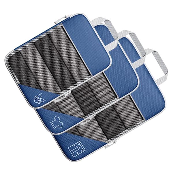 3ST Kompressionsförpackning Cube Kit Mesh Design Synlig Vattentät Bärbar för resor Daglig användning Marinblå