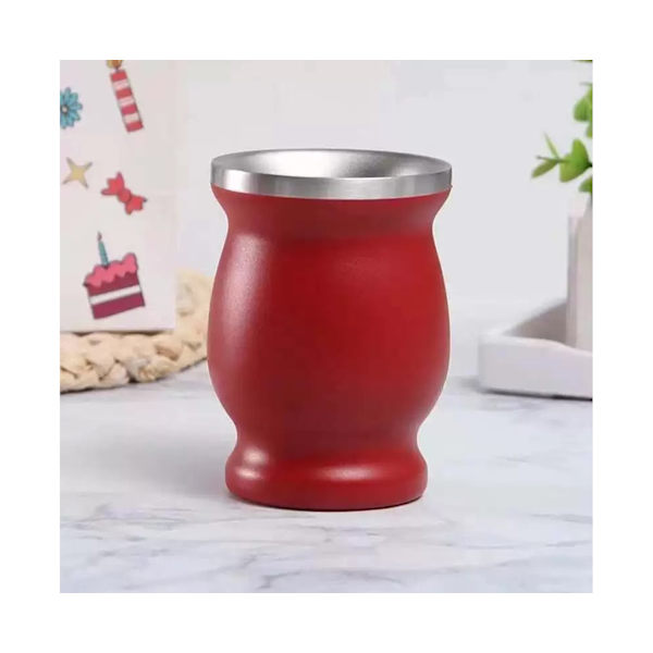 1 set 8 oz/230 ml Dekorativ Mate Cup Lätt att rengöra Bärbar lätt teflaskkopp i rostfritt stål för hem-röd