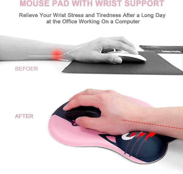 Søt Musematte Ergonomisk Musematte med Håndleddsstøtte, Gel Musematte med Sklisikker Silikonbase, Datamaskin Musematte Gaming Musematte