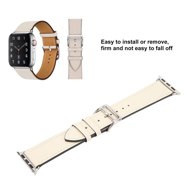 Smartwatch Läderrem Universal Smart Watch Replacement Band Rem för IWatch Series SE 8 7 6 5 4 3 2 1 38mm 40mm 41mm Beige