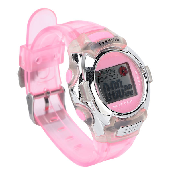 Elektronisk watch för barn Vattentät stoppur Noctilucence Dual Time Digital Watch Rosa