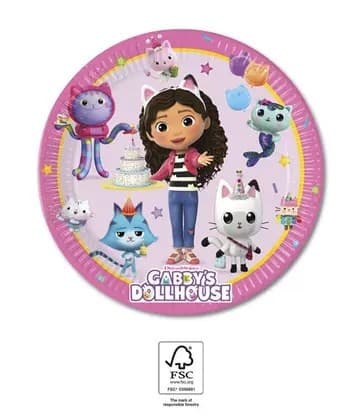 Gabby's Dollhouse Papperstallrikar, 8-pack, 20 cm, FSC-certifierade