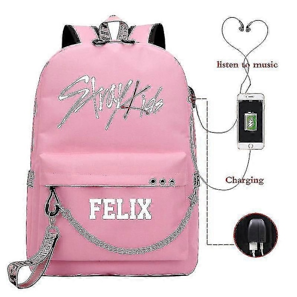 Stray Kids USB Ryggsäck Koreansk Stil Felix Bokväska Tillbaka Till Skolan Pojkar Flickor Fans Presentväska Mochila 4