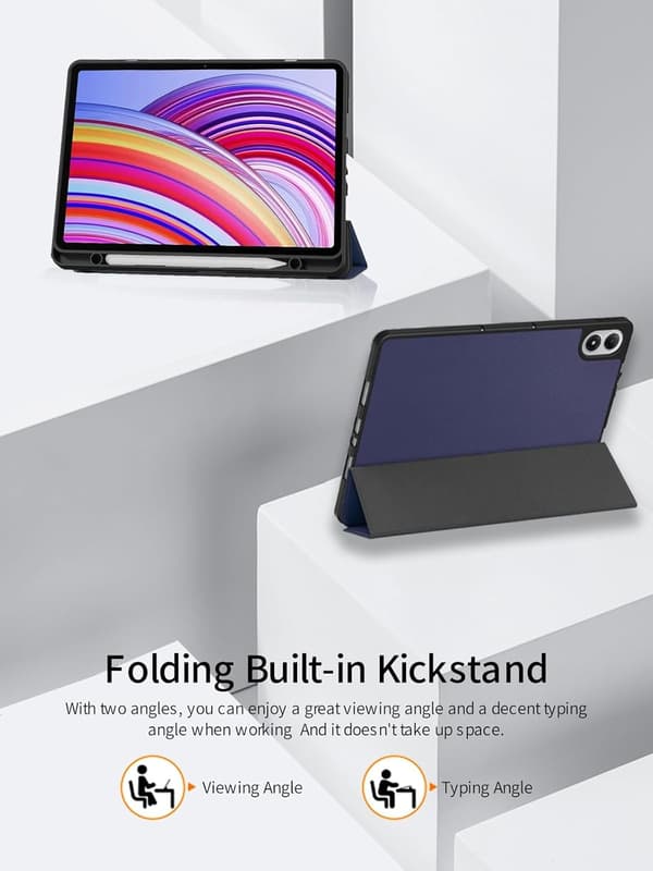 Tri-Fold Tabletcover til Xiaomi Redmi Pad 2 Pro 12.1\", Premium PU, Ridsefast, Sort