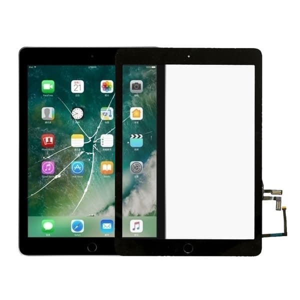 Touch Screen Digitizer med Home Button Flex Kabel til iPad 5 9,7 tommer 2017 A1822 A1823-Dugt White