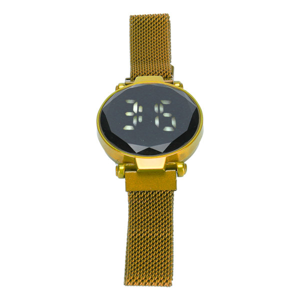 Kvinnor LED watch LED-pekskärm Stor skärm Hållbar legering Modedesign Digital LED- watch för flicka Kvinnor Vuxen Guld