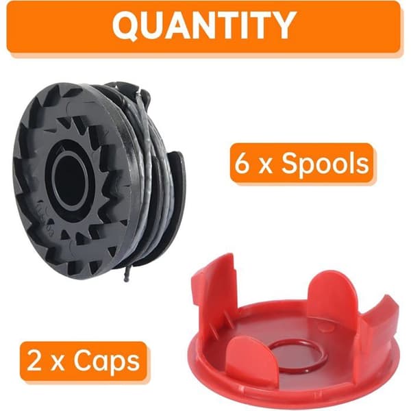 Trimmertråd for Bosch AdvancedGrassCut 36 og ART 24, 27 og 30, 6 spoler og 2 deksler