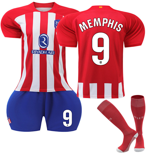2324 Atlético Madrid kotipaita aikuisille ja lapsille, lyhythihainen jalkapallopaita - Setti - Nro 19 Morata treeniasu - Nro 9 + Sukat XXL(185-190cm)