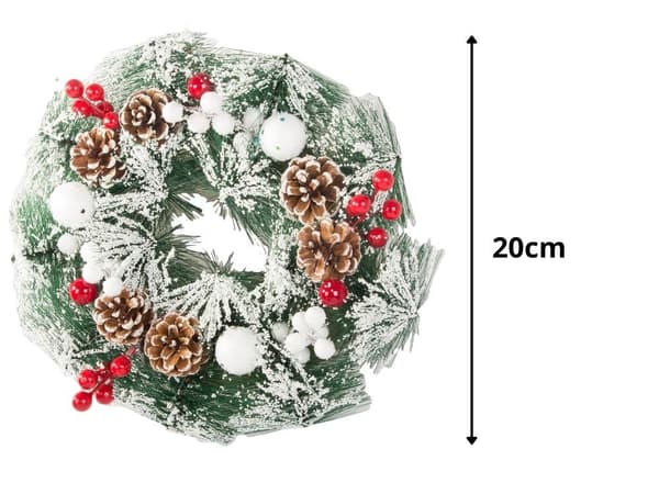 Julekransdekorasjon, 20 cm, Dør- og Vindusoppheng, Festlig Girlander