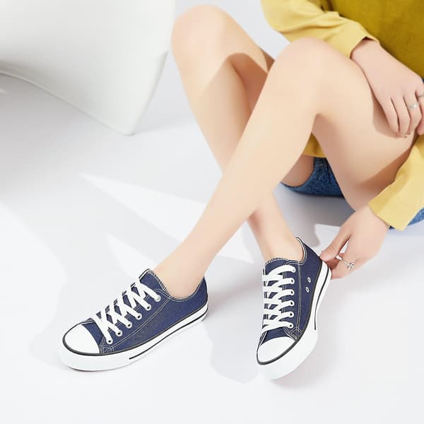 Dame Canvas Mode Sneakers Søde Lave Sko Komfortable Canvas Gåsko Til Damer blue EU42