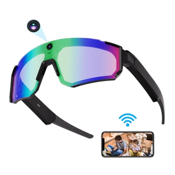 AI Smart Glasses med 800W HD-kamera, BT 5.3, UV-beskyttelse, videooptagelse, oversættelse, sort grøn
