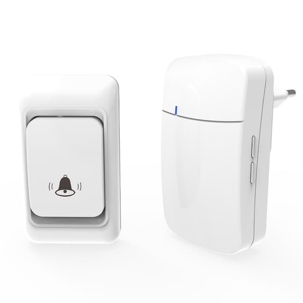 Trådlös dörrklocka, vit, lång räckvidd 350m, ABS, plug-in-mottagare, för hemmakontor