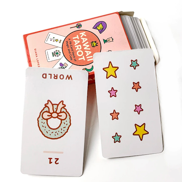 Kawaii Tarotkort 78 stk Kortstokk Magiske og Søte Oracle Engelske Visjoner Spådom Underholdning Fester Brettspill