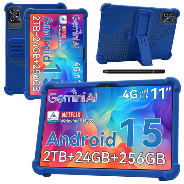 Surfplattefodral kompatibelt med Qukenk Android15 11\" 2025, stötsäkert, stativ, flervinklat, blått