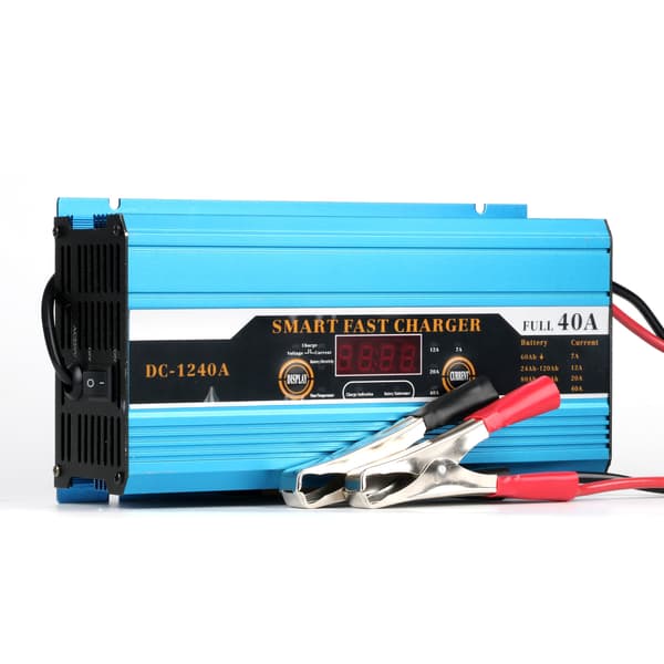 Bil Motorsykkel Smart Blybatteri Ladeenhet Med Display Blue EU Plug