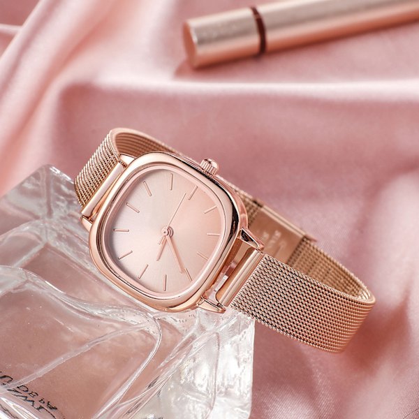 Kvinnor Guldplätering Watch Rostfritt stålband High Definition Snygg Gradient Urtavla Dekor Watch Rose Gold