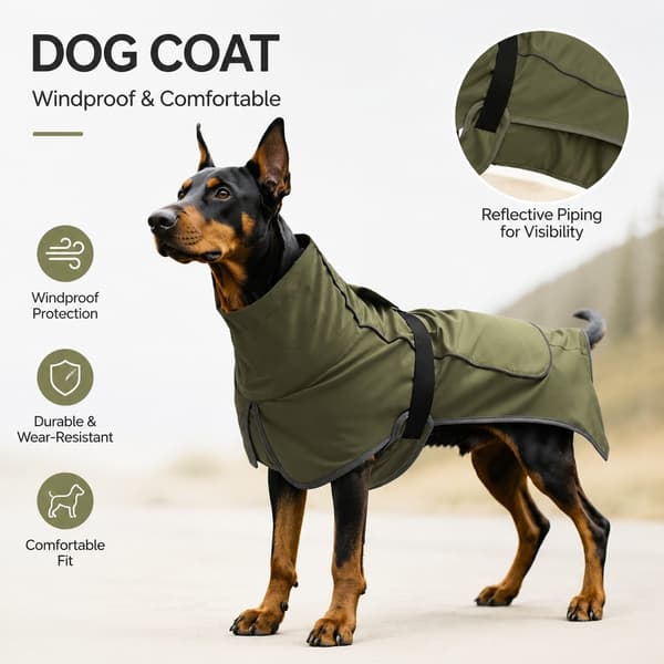 Hund Vattentät Vindjacka, Varm Vindtät Jacka för Medelstora Stora Hundar, Utomhus Alla Årstider Black L-Soft Shell