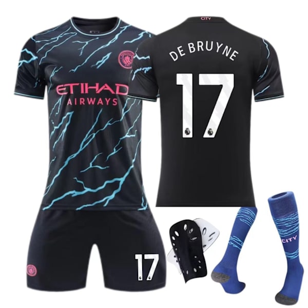 Manchester City bortaställ 2023-24 nr 9 Haaland 17 De Bruyne barn vuxen kostym - fotbollströja - nr 17 med strumpor XL(180-185cm)