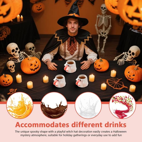 Halloween Spökmugg, Svart Keramisk Kaffekopp, 3.46\" x 2.76\"