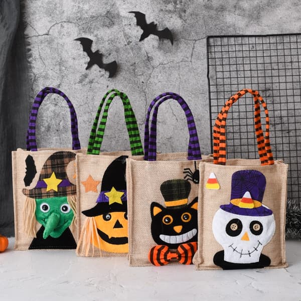 Halloween Non-woven Godispåse, Pumpa Spöke Design, Presentpåse för Godis, 26cm All yards-linen skull